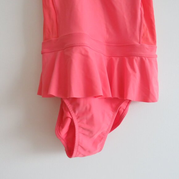 ADIDAS X STELLA MCCARTNEY Coral Pink One Piece Ruffle Swimsuit - Size L - Picture 3 of 14